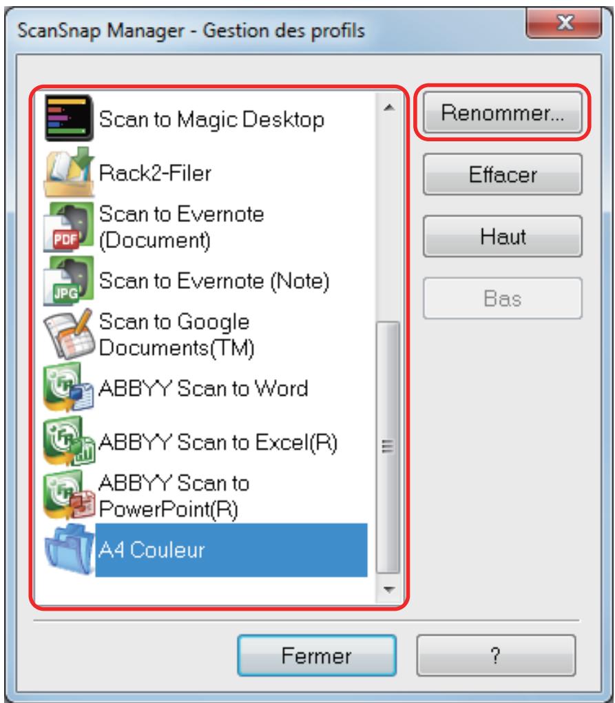 FUJITSU SCANSNAP IX100 - Sélectionnez un profil et cliquez sur le bouton [Renommer]. - 1