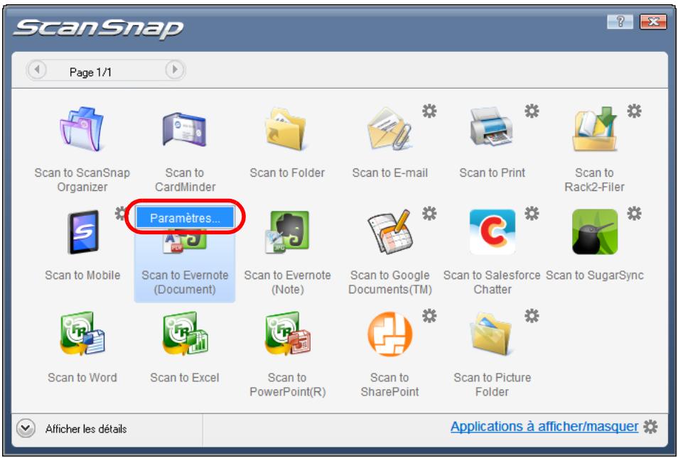 FUJITSU SCANSNAP S1100I - Modifiez les paramètres de Scan to Evernote (Document). (Ou rendez-vous à l'objet 5.) - 1
