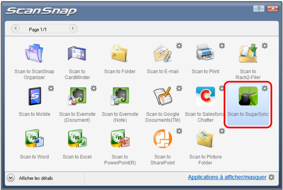 FUJITSU SCANSNAP S1100I - Cliquez sur l'icone de Scan to SugarSync. - 1