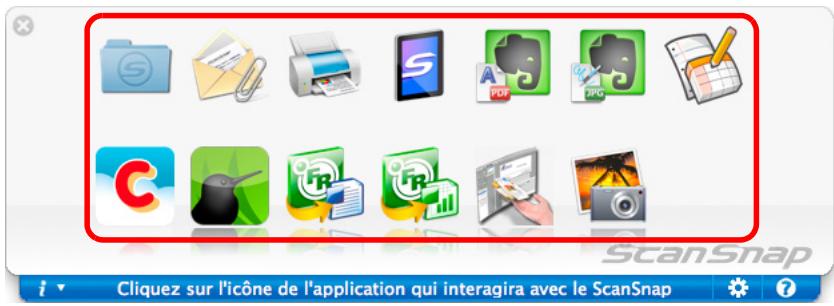 FUJITSU SCANSNAP S1100I - Dans le Quick Menu, cliquez sur l'icone de l'application qui interagira avec ScanSnap Manager. - 1