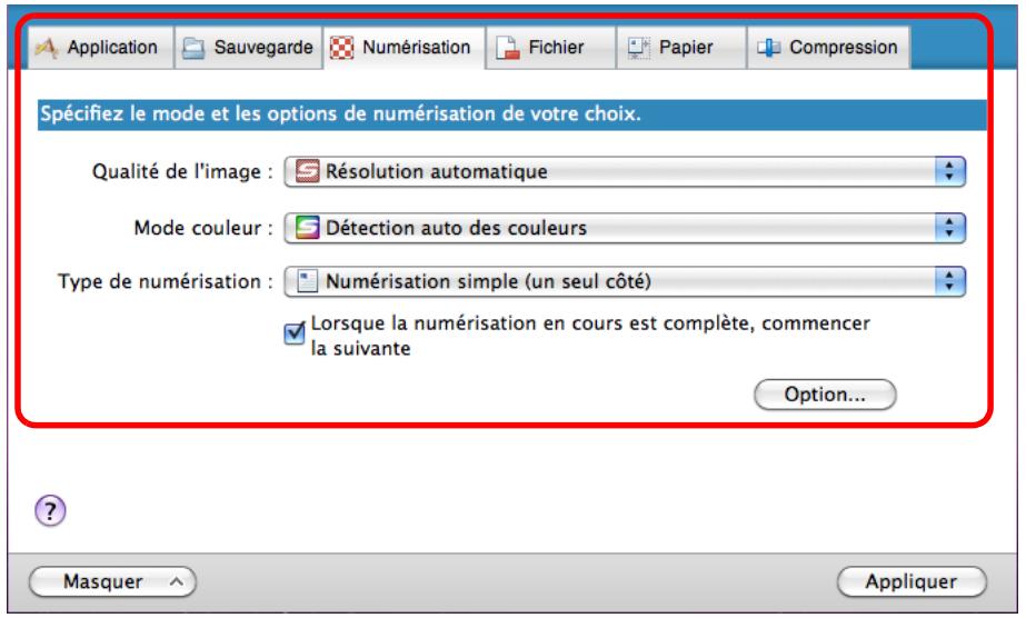 FUJITSU SCANSNAP S1100I - Configurez les paramètres de numérisation dans chaque onglet. - 1