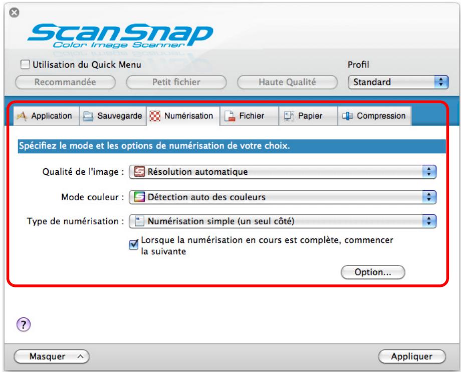 FUJITSU SCANSNAP S1100I - Configurez les paramètres de numérisation dans chaque onglet. - 1