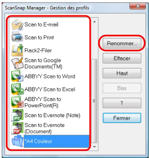 FUJITSU SCANSNAP S1100I - Sélectionnez un profil, puis cliquez sur le bouton Renommer. - 1
