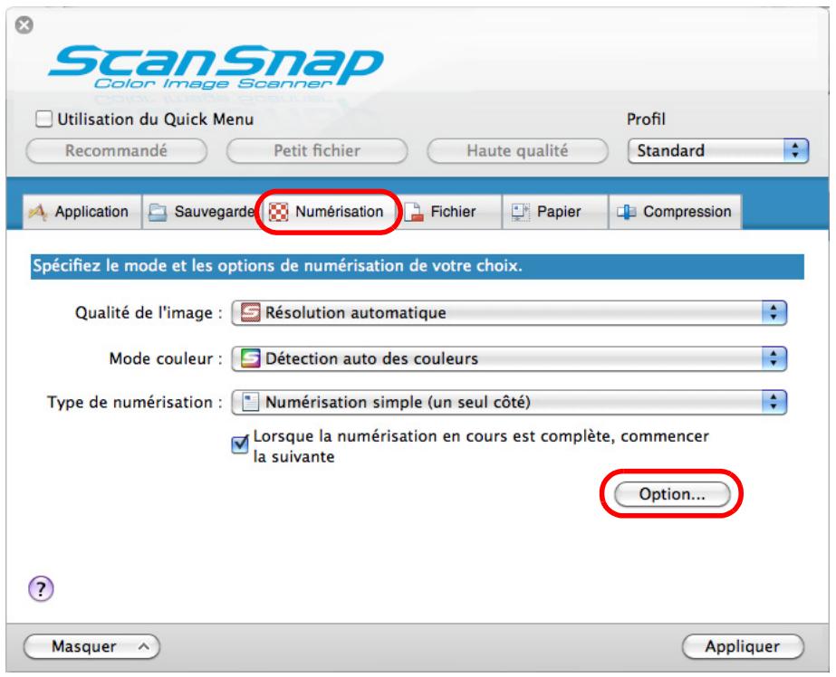 FUJITSU SCANSNAP S1100I - Cliquez sur le bouton Option de l'onglet Numérisation. - 1