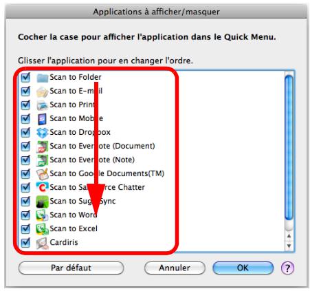 FUJITSU SCANSNAP S1300I,  SCANSNAP S1300I DELUXE - - Ordre d'affichage des applications - 2
