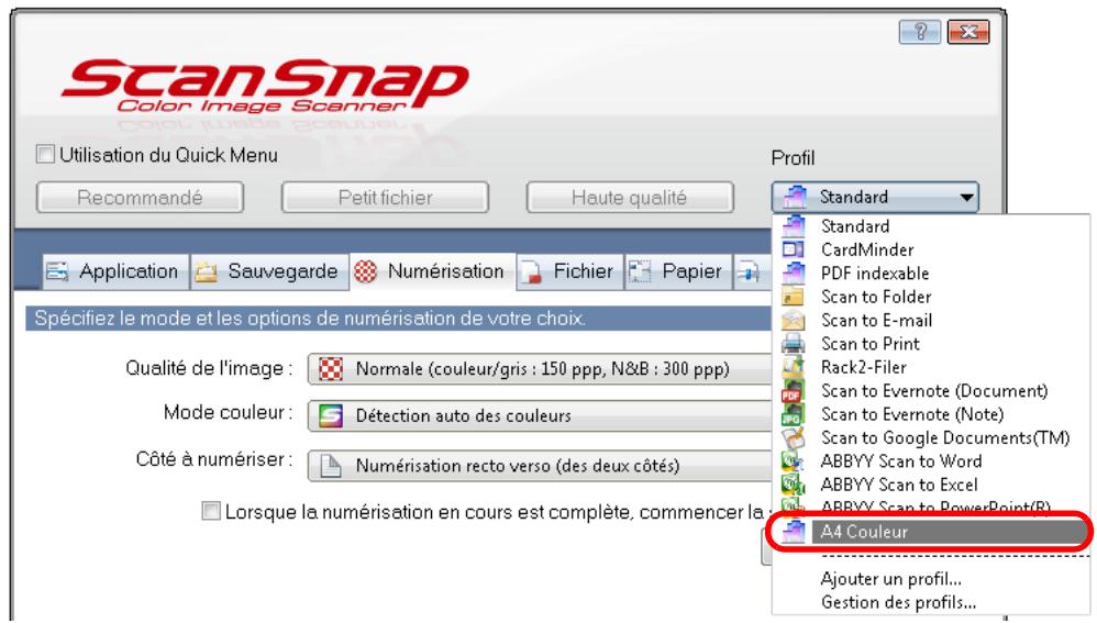 FUJITSU SCANSNAP S1300I,  SCANSNAP S1300I DELUXE - Sélectionnez un profil dans la liste déroulante Profil. - 1