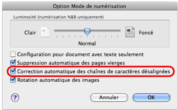 FUJITSU SCANSNAP S1300I,  SCANSNAP S1300I DELUXE - Cochez la case correction automatique des chaînes de caractères désalignées. - 1