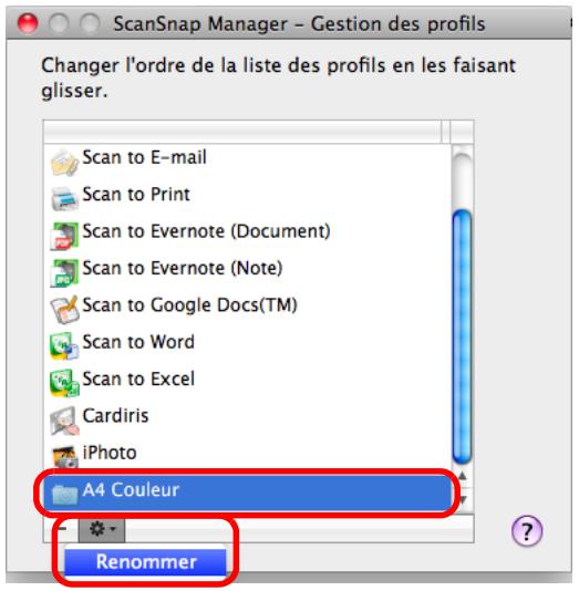 FUJITSU SCANSNAP S1300I,  SCANSNAP S1300I DELUXE - Sélectionnez un profil, cliquez sur le bouton situé sur le coin inférieur gauche et sélectionnez Renommer. - 1
