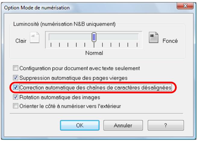 FUJITSU SCANSNAP S1300I,  SCANSNAP S1300I DELUXE - Cochez la case Correction automatique des chaînes de caractères désalignées. - 1