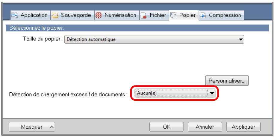 FUJITSU SCANSNAP S1300I,  SCANSNAP S1300I DELUXE - Sélectionnez Aucun[e] dans la liste déroulante Détction de chargement excessifs de documents. - 1