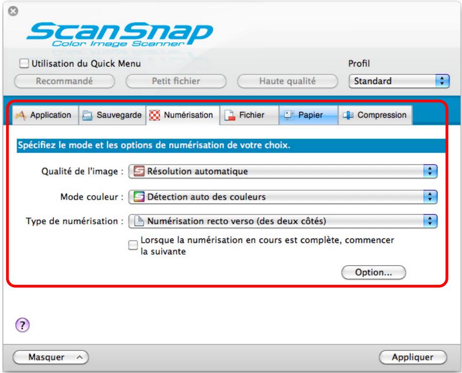 FUJITSU SCANSNAP S1300I,  SCANSNAP S1300I DELUXE - Configurez les paramètres de numérisation dans chaque onglet. - 1