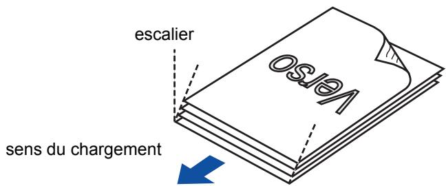 FUJITSU SCANSNAP S1300I,  SCANSNAP S1300I DELUXE - Alignez les documents puis formez un « escalier » avec les bords supérieurs. - 1