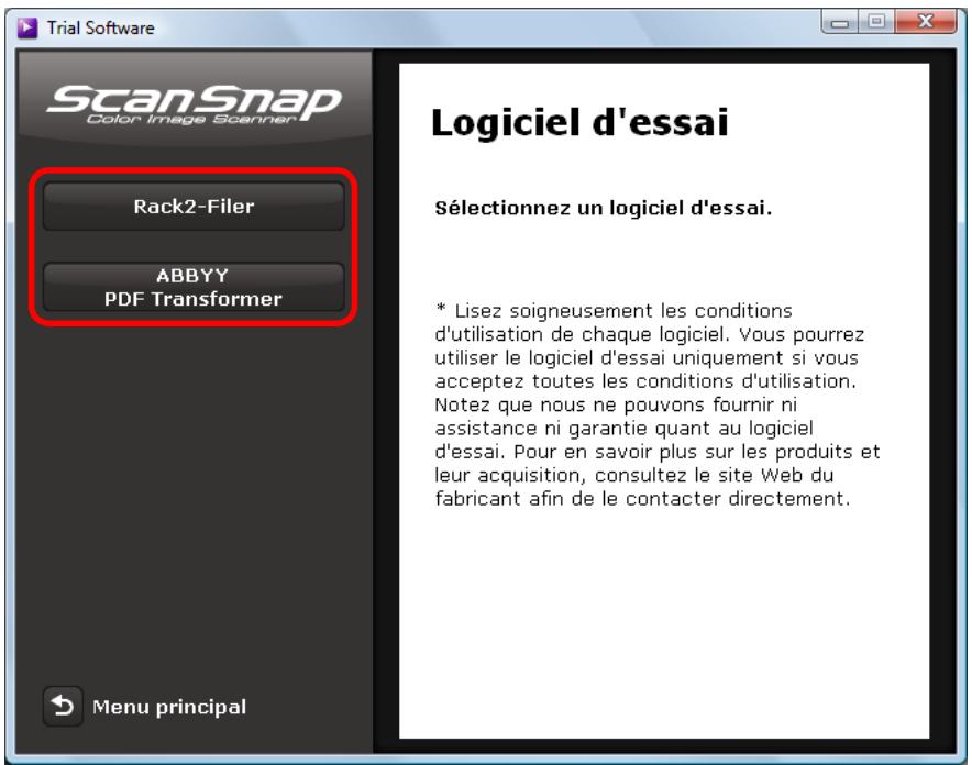 FUJITSU SCANSNAP S1300I,  SCANSNAP S1300I DELUXE - Cliquez sur le bouton du logiciel d'essay que vous souhaitez installer. - 1