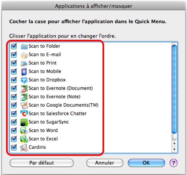 FUJITSU SCANSNAP S1300I,  SCANSNAP S1300I DELUXE - - Ordre d'affichage des applications - 1