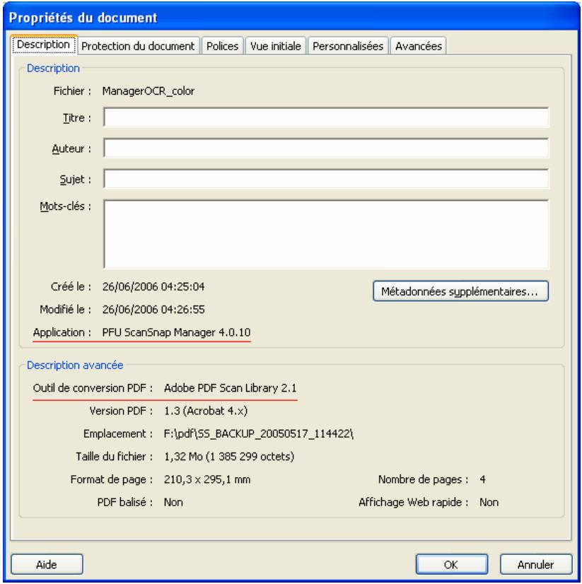 FUJITSU SCANSNAP S500 - Pour confirmer les informations d'un fichier PDF à éditer - 1