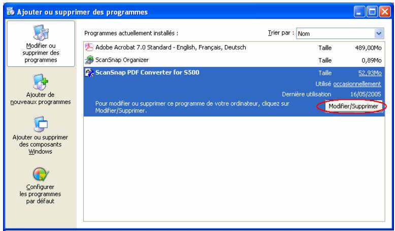 FUJITSU SCANSNAP S500 - Désinstallation de PDF Converter - 1