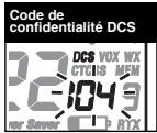 COBRA CXR825C - Réglage des codes de confidentialité DCS - 2