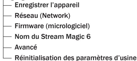 CAMBRIDGE AUDIO STREAM MAGIC 6 - Menu des réglages - 1