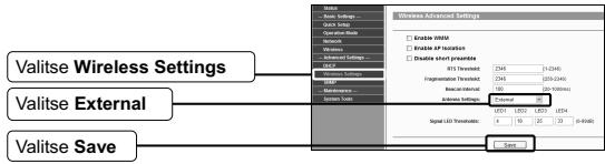 TP-LINK TL-WA5210G - Ulkosen antennin märittäminen - 1