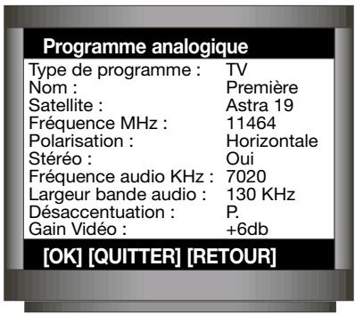 XSAT CD TV360 - Modification des paramètres d'un programme analogue - 1