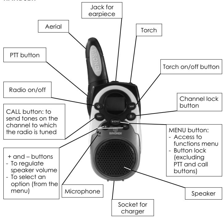 BRONDI PMR FX-100 TWIN - HANDSET DESCRIPTION - 1