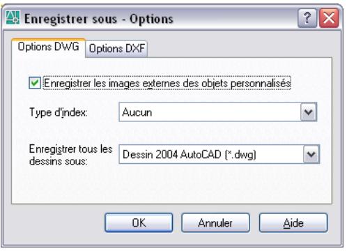 AUTODESK AUTOCAD 2006 - Pour enregistrer un dessin avec des index de calque et d'espace - 1
