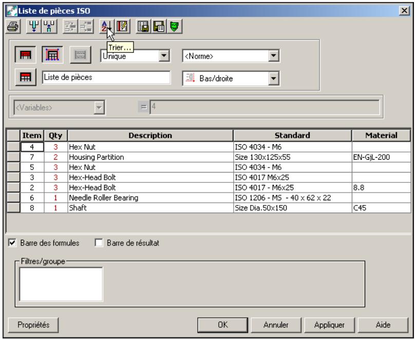 AUTODESK AUTOCAD MECHANICAL 2004 - Pour trier une liste de pieces - 2