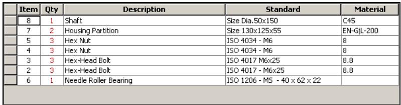 AUTODESK AUTOCAD MECHANICAL 2004 - Pour trier une liste de pieces - 4