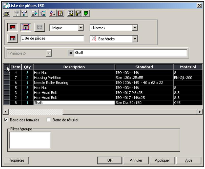 AUTODESK AUTOCAD MECHANICAL 2004 - Pour fusionner les éléments d'une liste de pieces - 4