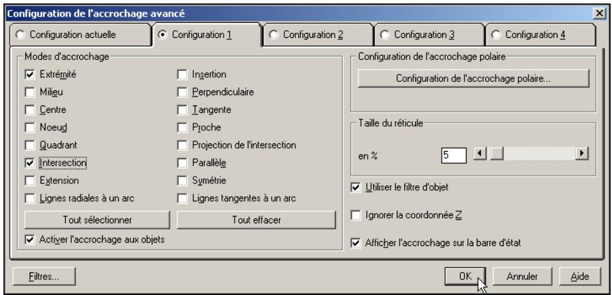 AUTODESK AUTOCAD MECHANICAL 2004 - Pour configurer les paramètres de l'accrochage avancé - 2