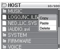 COWON IAUDIO X5 - Mode USB Host (Envoi et reception de fichiers à l'aide d'appareils compatibles) - 4