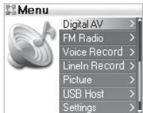 COWON IAUDIO X5 - Opérations simples : utilisation du menu - 2