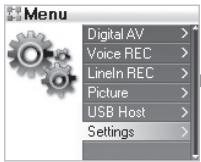 COWON IAUDIO X5V - Opérations simples : utilisation du menu - 9