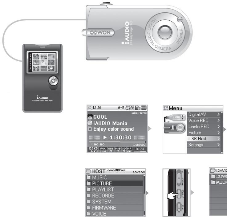 COWON IAUDIO X5V - Mode USB Host (Envoi et réception de fichiers à l'aide d'appareils compatibles) - 6