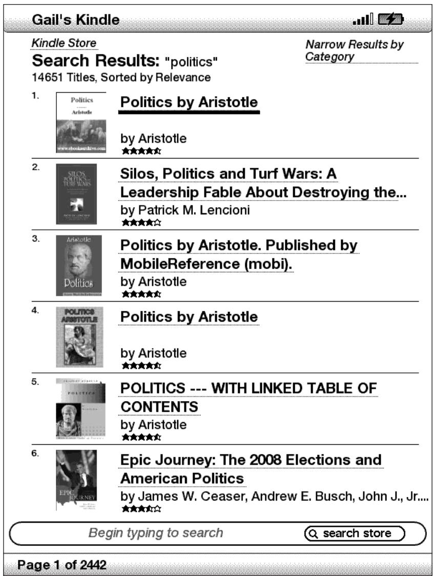AMAZON KINDLE - Effectuer une recherche dans la KINDLE STORE - 1
