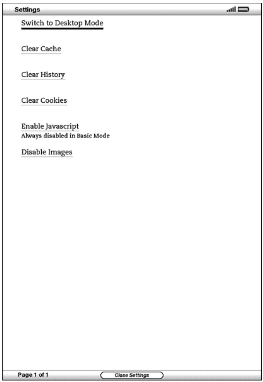 AMAZON KINDLE DX - PARAMÉTRES DE BASIC WEB - 1