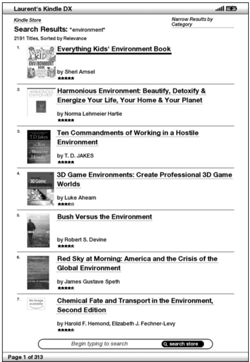 AMAZON KINDLE DX - EFFECTUER UNE RECHERCHE DANS LA KINDLE STORE - 1