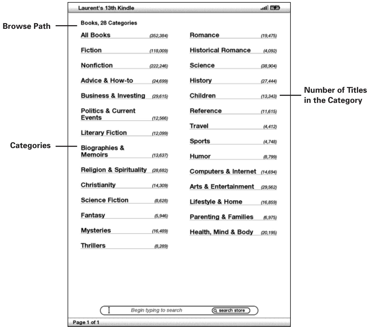 AMAZON KINDLE DX - PARCOURIR LES EXTRAITS DE LISTINGS - 1