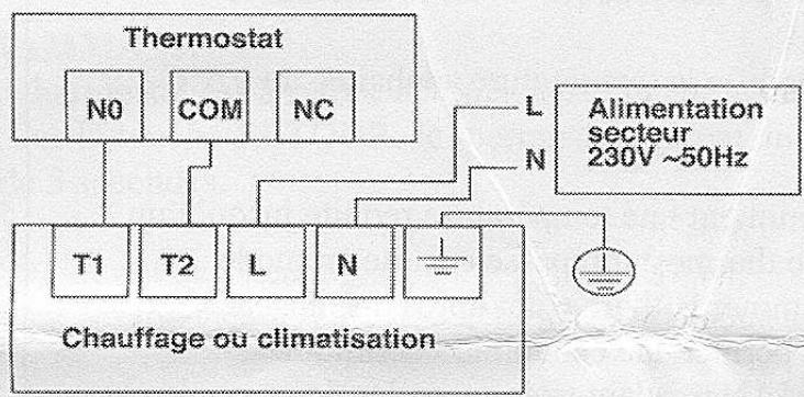 DOMLINE TERMOSTAT PROGRAMMABLE 010110 - Raccordement : - 1