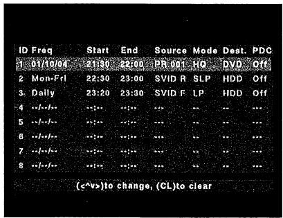 DIGITEK DVR-160PH - Temporisateur - modifier et effacer les réglages d'enregistrement - 3