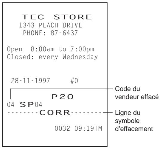 TEC MA-1350 2 - Format du ticket du effacement d'un vendeur: - 9