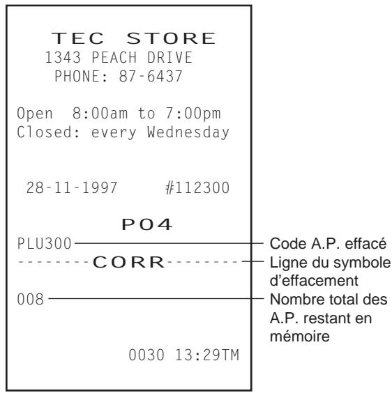 TEC MA-1350 2 - Format du ticket d'effacement d'un A.P.: - 2