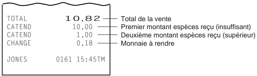 TEC MA-1350 2 - 3) Réception du paiement en plusieurs fois (plusieurs règlements par le même moyen de paiement)   Exemple) - 2