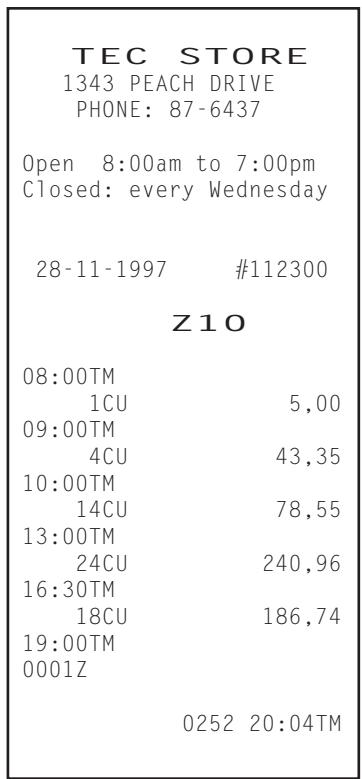 TEC MA-1350 2 - Rapport de lecture ou de réinitialisation des ventes horaires quotidien - 1