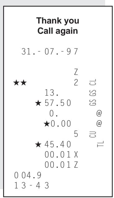 TEC MA-186 200 - Rapport de lecture ou de réinitialisation de caissier quotidien - 1