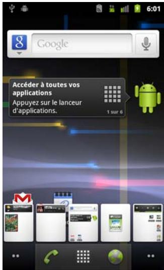 GOOGLE ANDROID 2.3 - Afficher les autres parties de l'écran d'accueil - 2