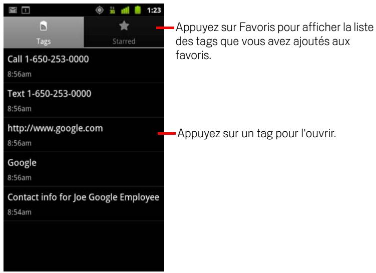 GOOGLE ANDROID 2.3 - Ouvrir l'application tags et afficher les tags scannés - 1