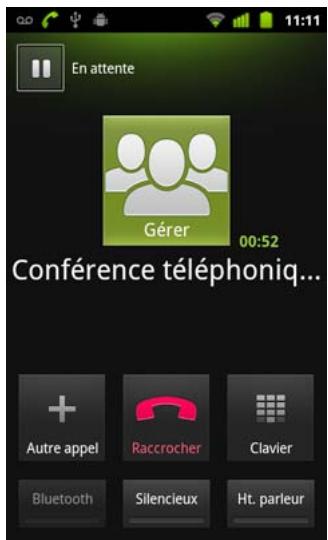 GOOGLE ANDROID 2.3 - Une fois connecté, appuyez sur fusionner les appels. - 1