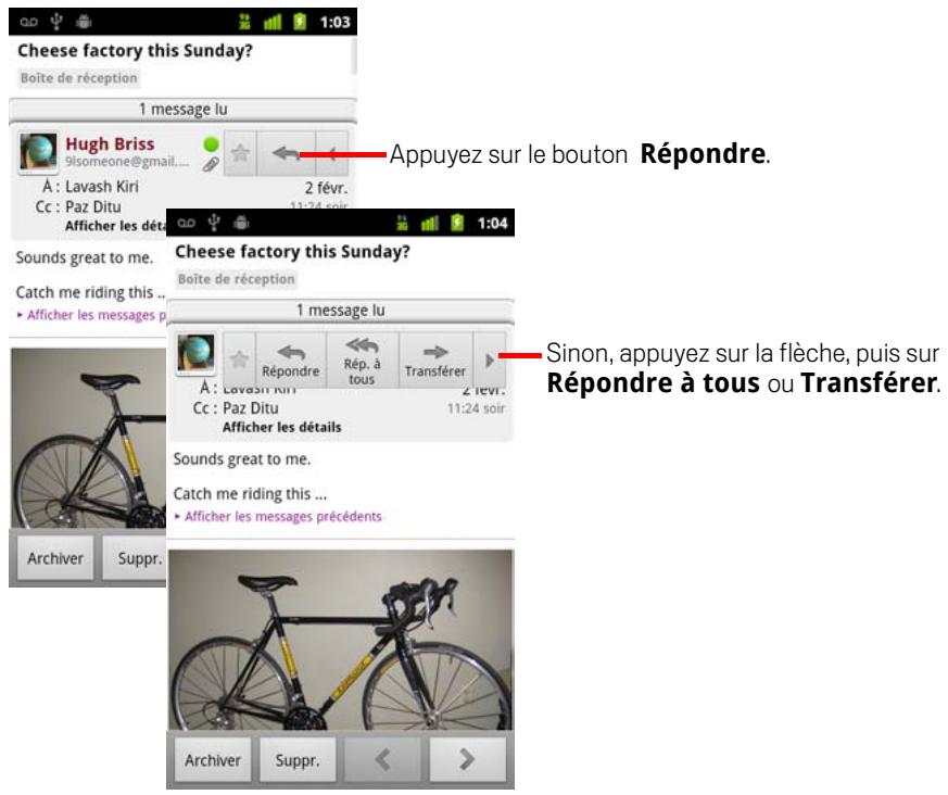GOOGLE ANDROID 2.3 - Répondre à un message ou le transférer - 1