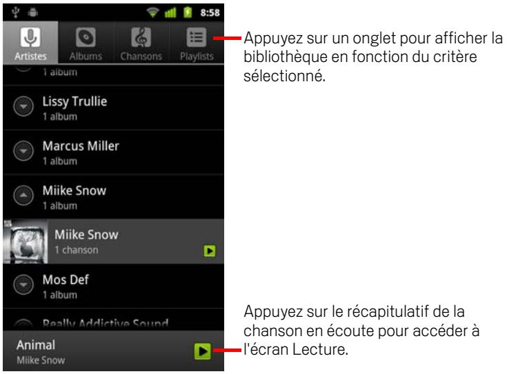 GOOGLE ANDROID 2.3 - Ouvrir l'application musique et afficher votre bibliothèque musicale - 1